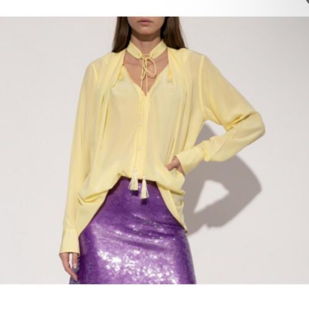 Victoria Beckham Cutout Tassel Silk Top - Picture 4 of 8
